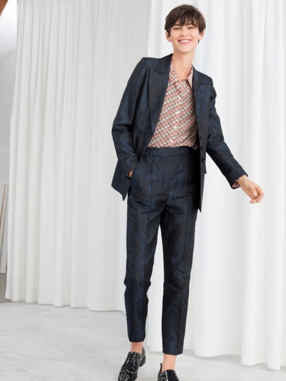 & OTHER STORIES Wood Jacquard Suit - Size 6